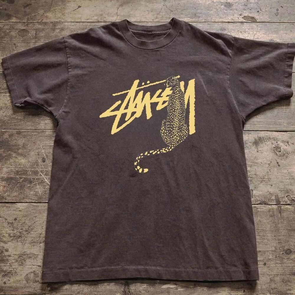 Stussy Cheetah Tee In Black And Yellow